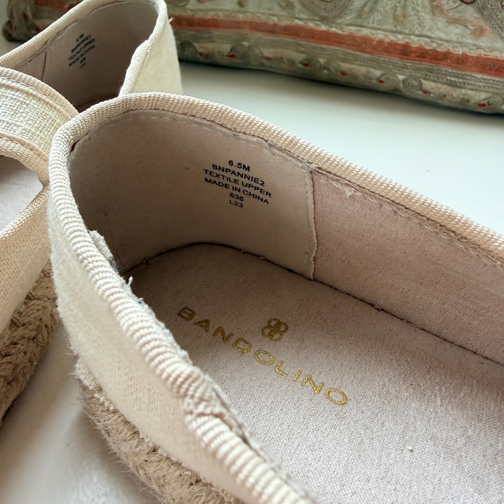 NWOT Bandolino Linen Crochet Toe Espadrille Mary Janes - 6.5 - Picture 9 of 10